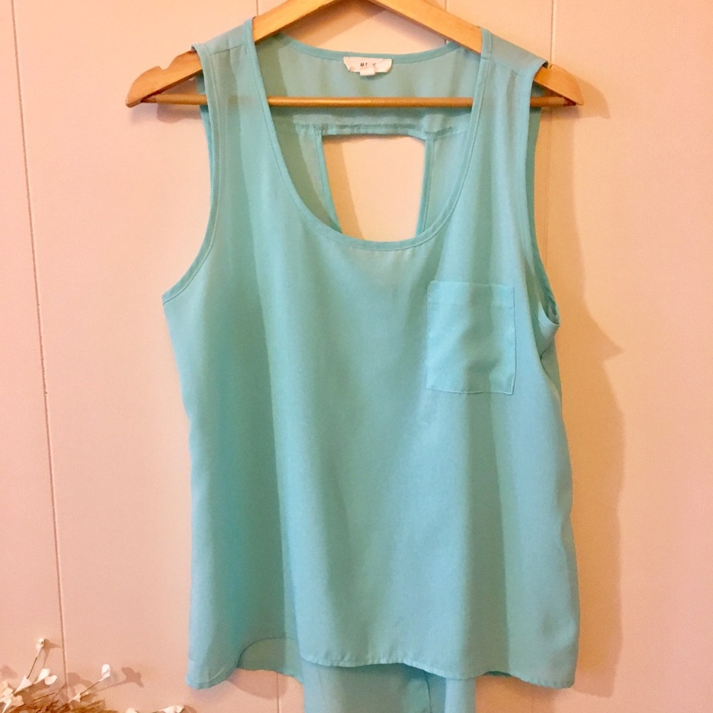 MINE turquoise hi-lo tank top